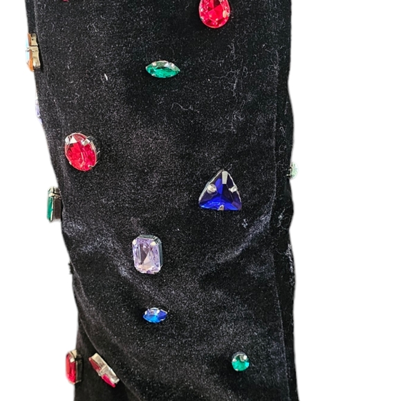 Schutz Maya Glam Black Velvet Rhinestone Pointed-Toe Knee-High Boots Sz 10B NWOB - Picture 9 of 13